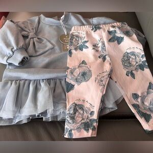 Ted Baker Baby Set 6-9 Mos Bow Top w/ Tulle Skirt NWT